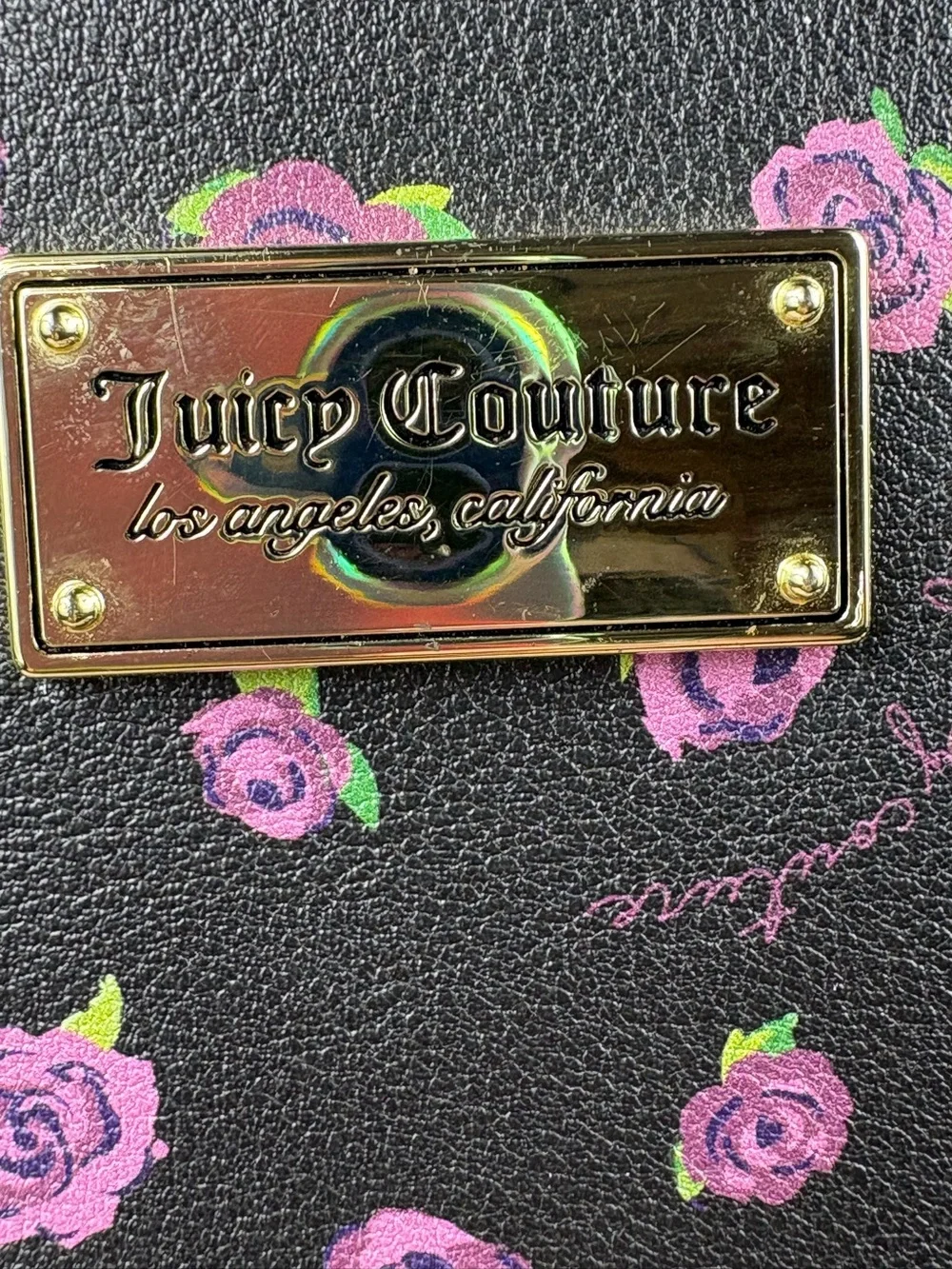 Juicy Couture Black Pink Rose Floral Mini Backpack